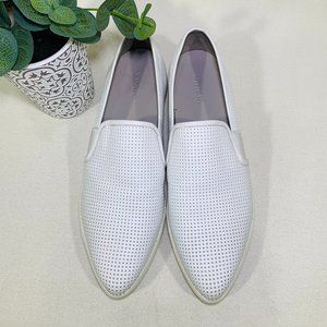 VINCE Pierce Point Toe Leather Slip-On Perforated White Sneakers 10